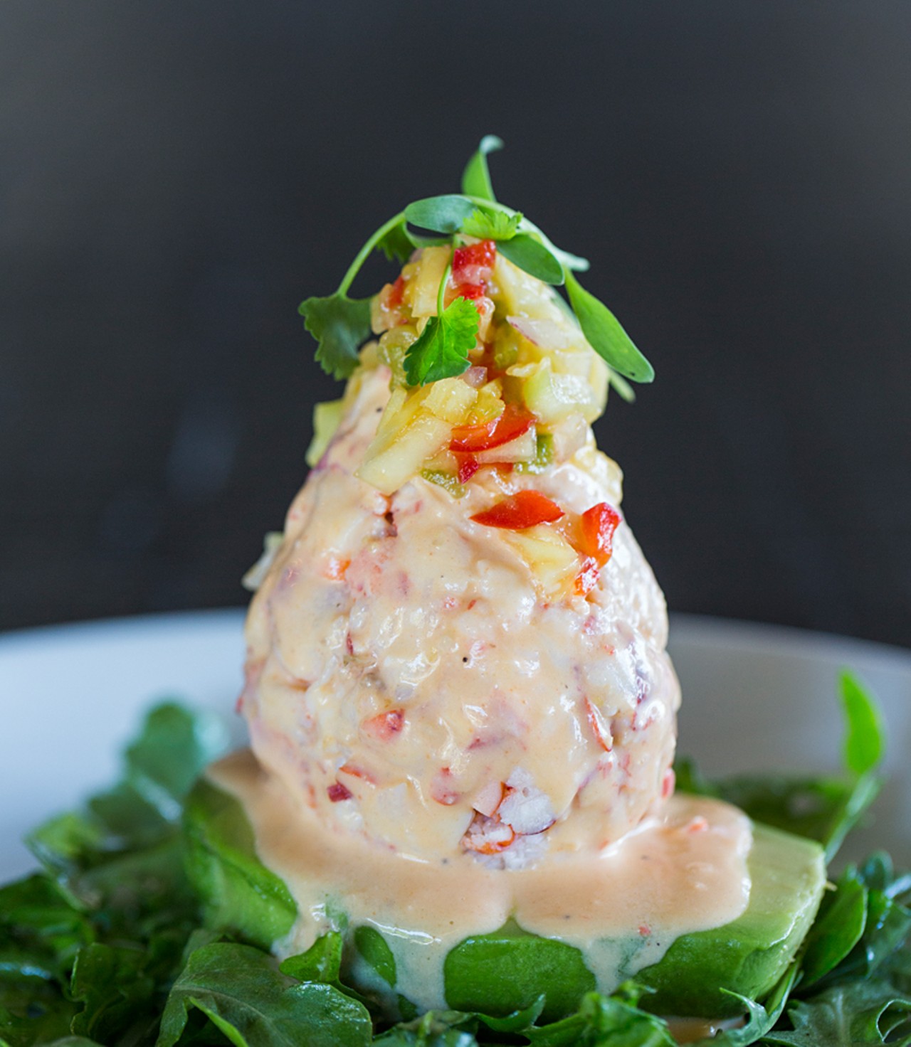 Lobster avocado with mango salsa and chile beurre blanc is an offering from the lunch menu.