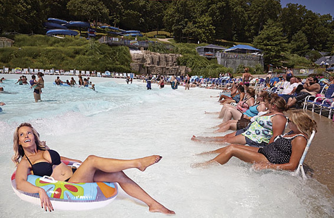 Shore thang: Would this siren in a two-piece wreck your day at Raging Rivers? The Grafton water park reserves the right to eject customers dressed in "provocative" bathing suits.