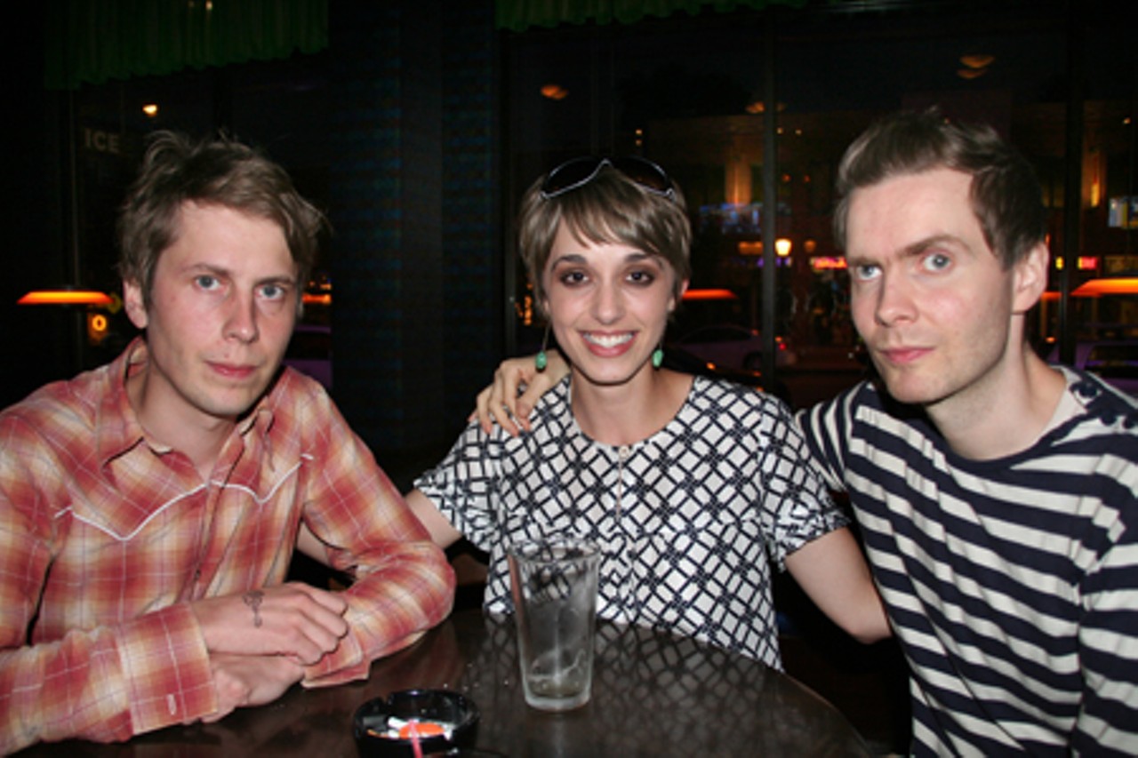 Sigur Ros was in Kansas City on Thursday. Laura Steel, pictured here with two members of Sigur Ros, were lucky enough to make the trek across the Missouri midriff and see them.  Turns out the group had a day off and came to St. Louis to see the sights and hear the sounds. Small world.