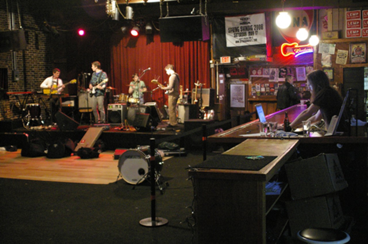 Opening band Pomegranate doing a sound check before doors open at 8 p.m.