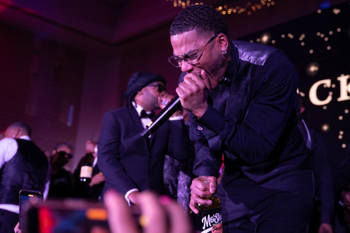 Nelly performs at his Black and White Ball in St. Louis in December 2023.