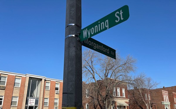 A photo taken on February 26, 2024, shows a misspelled street sign at Morgan Ford Road and Wyoming Street.