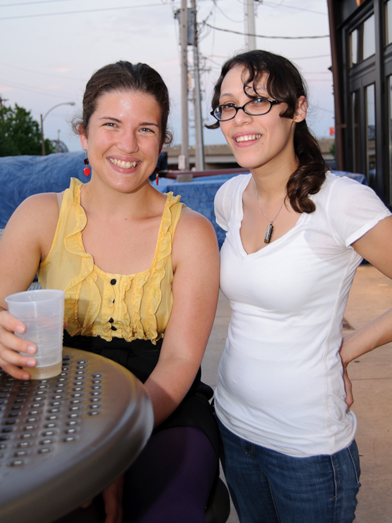 Kristen Marie and Lori, St. Louis locals, debated the merits of Farrar and Tweedy over beers.