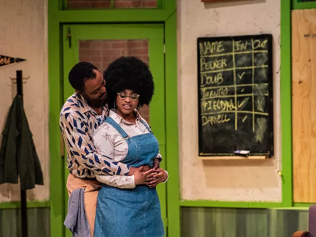 Rena (Alex Jay) and Youngblood (Olajuwon Davis) in Jitney at The Black Rep.