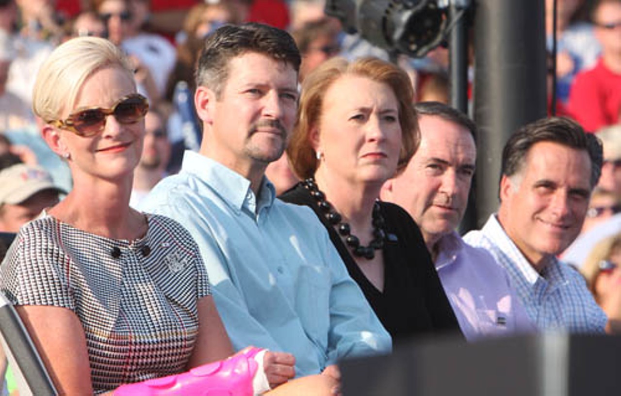 From left are Cindy McCain, Todd Palin, Janet Huckabee, Mike Huckabee, and Mitt Romney.