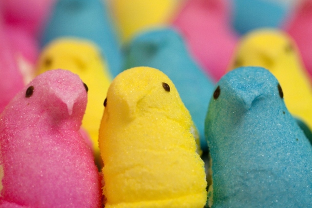 The Worst
Peeps
Given the amount of bandwidth devoted to dressing up Peeps in tiny costumes, one would think that a significant portion of the population loves this borderline-toxic mutation of the noble marshmallow. Gut Check, however, isn't buying the sugarcoated hype. For our money, Peeps hardly resemble baby chicks or bunnies; they more closely resemble what we imagine unicorn poop would look like. Even the name of the manufacturer, Just Born, gives us the creeps.
Somewhat inexplicably (and frequently against our will), Gut Check possesses a powerful waste-not-want-not ethos when it comes to food. When faced with problematic substances, we tend to employ the venerable "bury the peas in the mashed potatoes" strategy. This explains why we dug a graham cracker out of the cupboard, diced some good dark chocolate and sprinkled it on, topped it off with a Peep and popped it in the microwave.
The resulting s'more wasn't too bad, but the best part was watching the microwave radiation batter the Peep into submission. The process of puff, coil, writhe and die seemed a fitting fate.