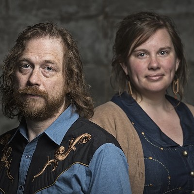 KDHX Executive Director Kelly Wells, right,  shown with Aching Hearts bandmate Ryan Spearman in a publicity photo for their band.