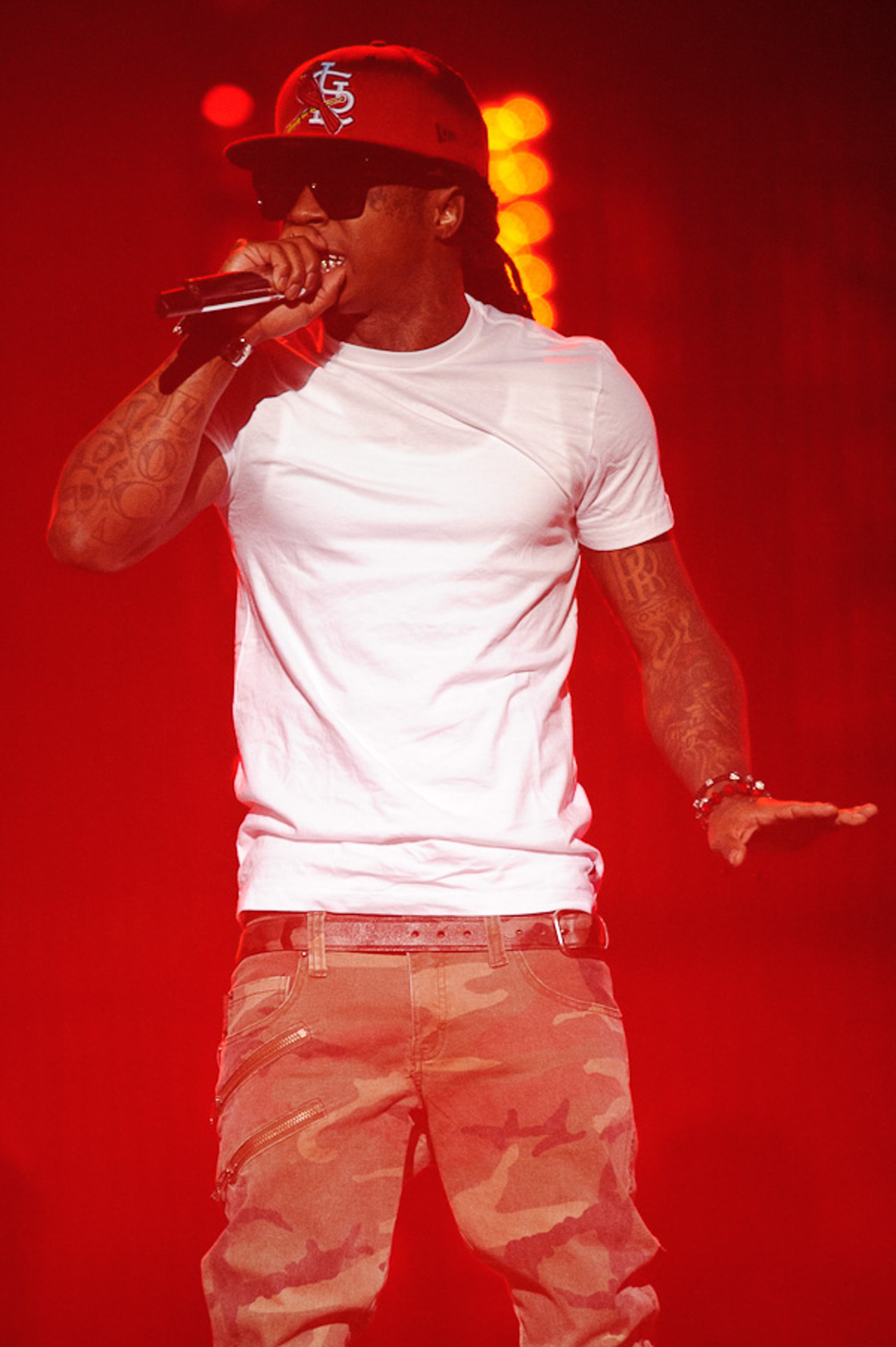 Lil Wayne performing at the Scottrade Center.