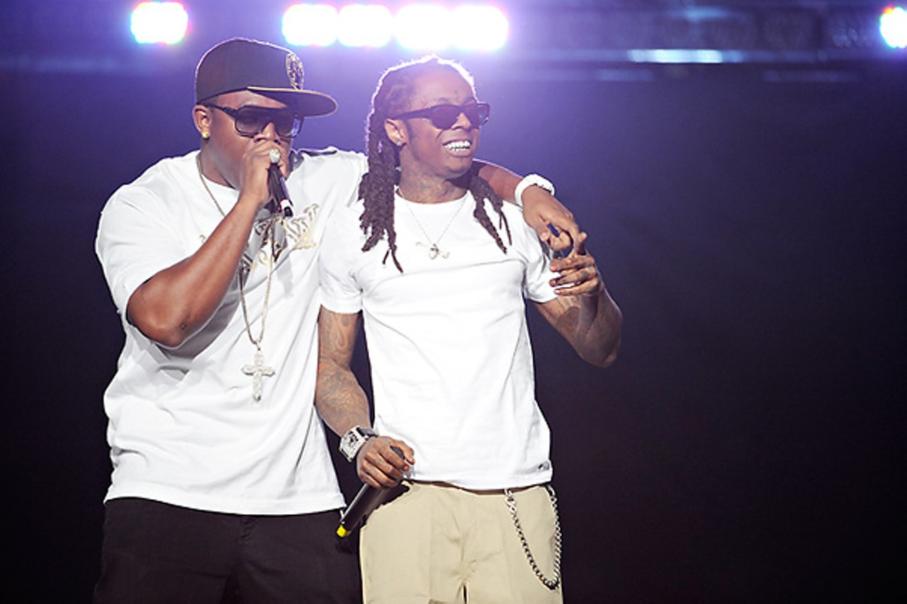 Lil Wayne and Mack Maine (left) on January 8 at the Chaifetz Arena.