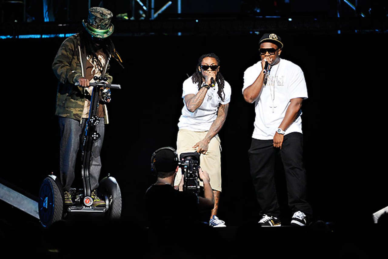 Lil Wayne (center) on January 8 at the Chaifetz Arena.