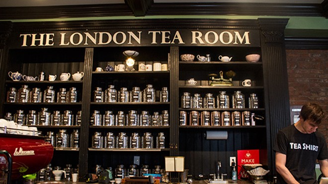 A large selection of loose-leaf teas available for purchase.