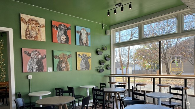 Work from local artists lines the walls at Looking Meadow Cafe.