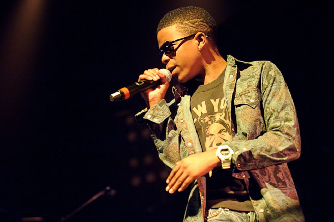 Young Marqus performing in support of Lupe Fiasco on the Generation LASER Tour 2011 at the Chaifetz Arena on September 29, 2011.