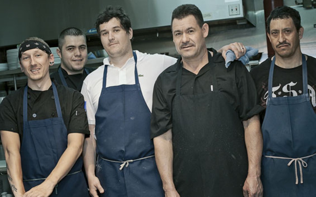 The kitchen team: Mike, Dale, Cowboy, Pancho and Mauro.