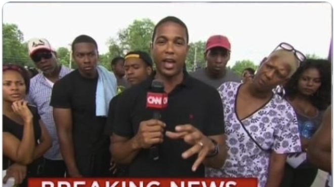 Don Lemon reporting while people look at him skeptically.