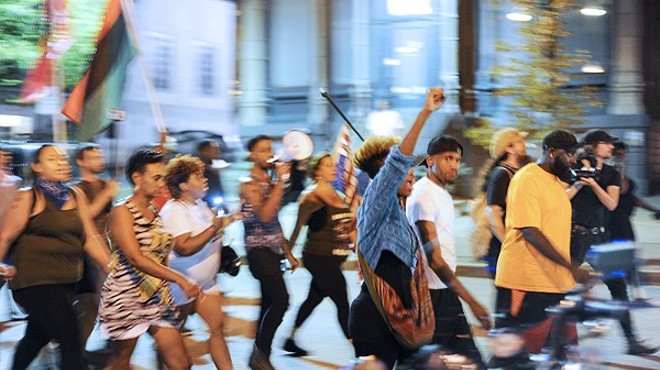 Protesters march through St. Charles in 2017 following the acquittal of ex-St. Louis police officer Jason Stockley.