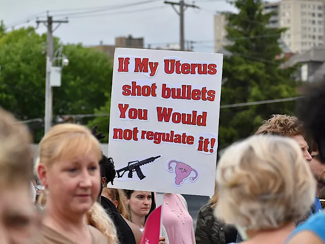 Missouri Right to Life has set up a hotline for people to report the locations of pro-choice petitioners. The photo shows a previous pro-choice rally in St. Louis.