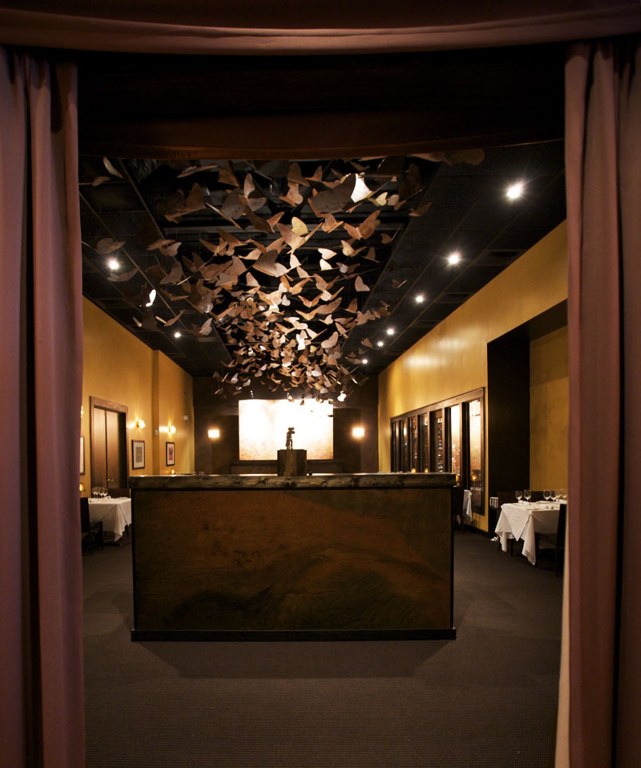 While Ian's review is of the Southern Bistro, we couldn&rsquo;t resist a peek into the main dining room with its 758 butterflies floating above head.