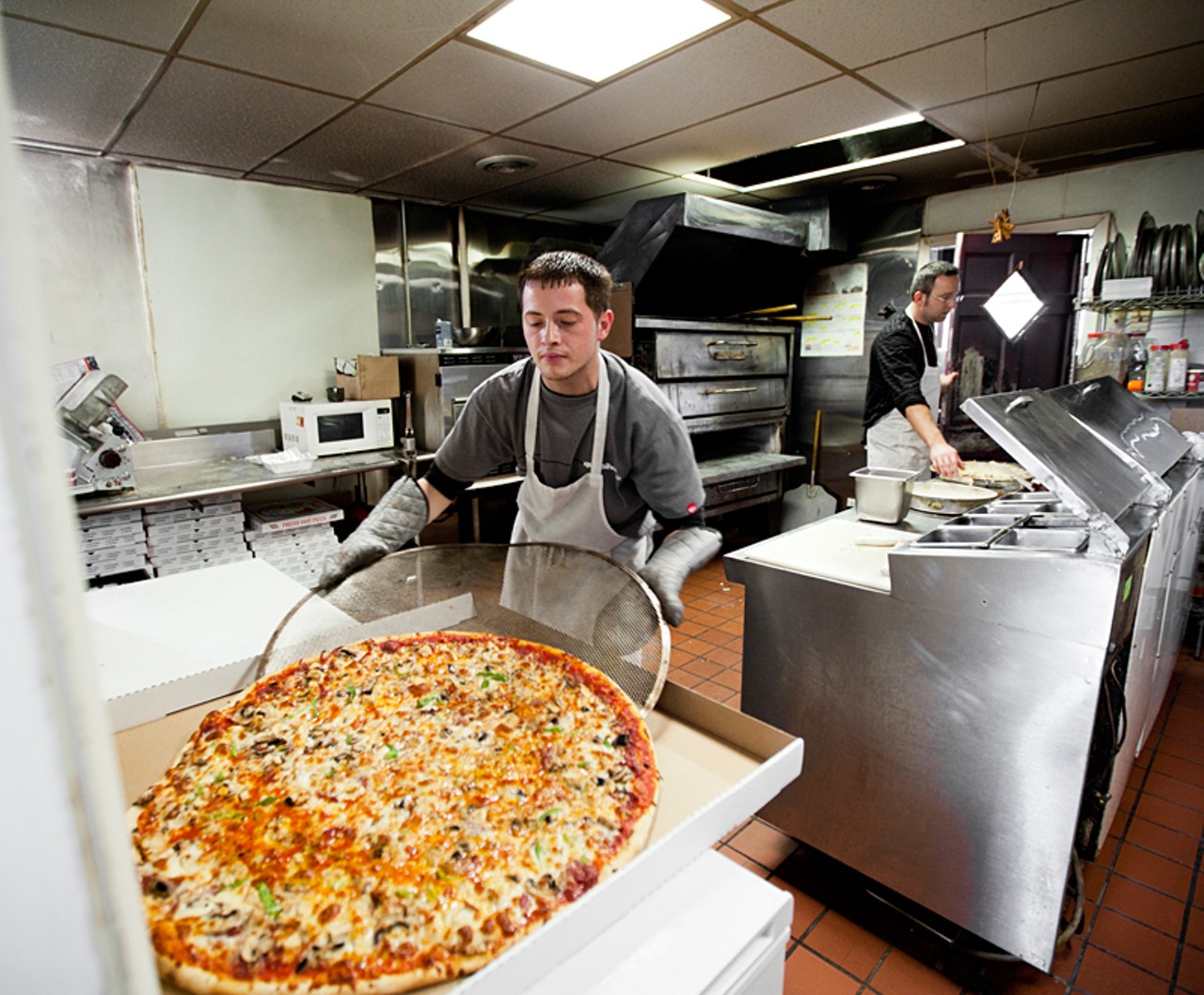 The 30" pizza, known as "the big one" at Mr. X's Pizza.