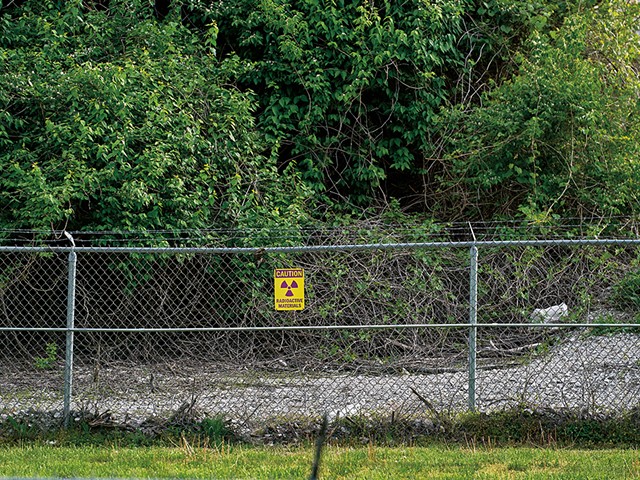 A sign warns of radioactive material at the West Lake Landfill.