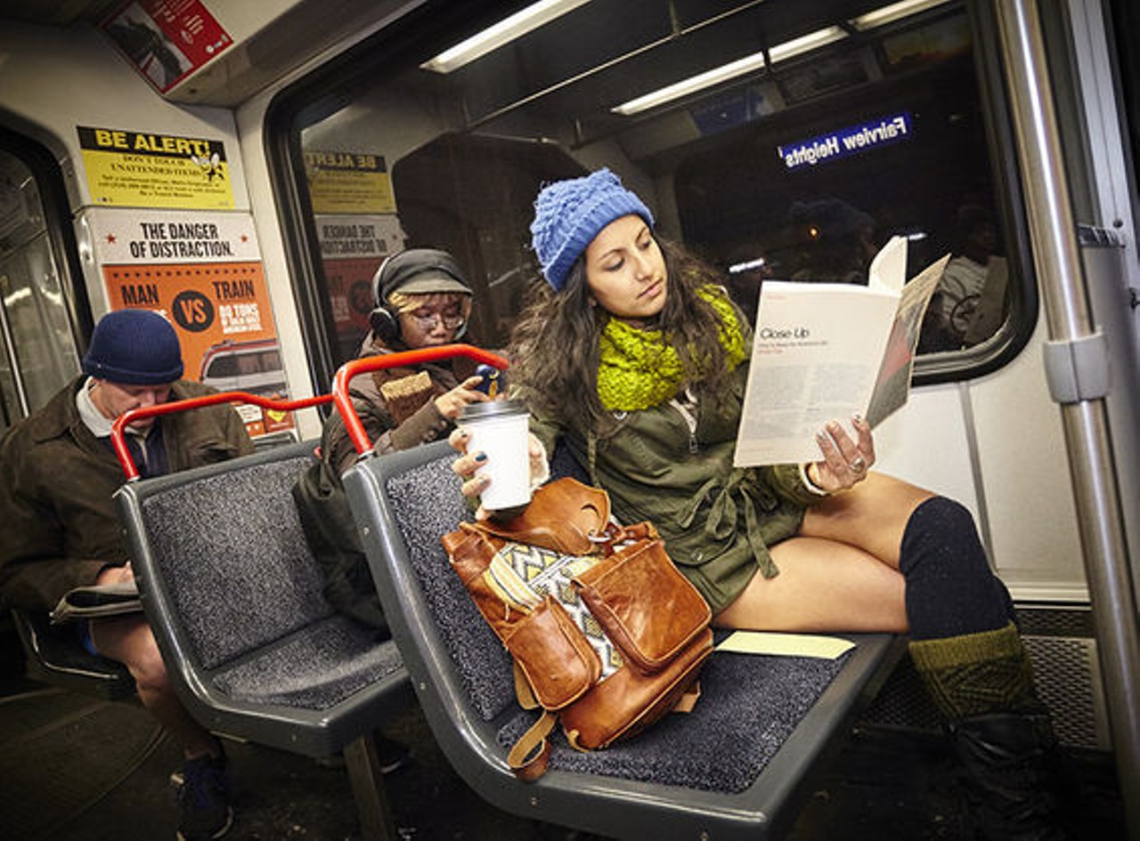 The scene in St. Louis. See more No Pants MetroLink ride photos. (Photo by Steve Truesdell.)