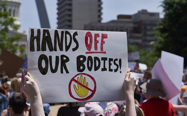 A photo of a recent demonstration for reproductive healthcare in St. Louis.
