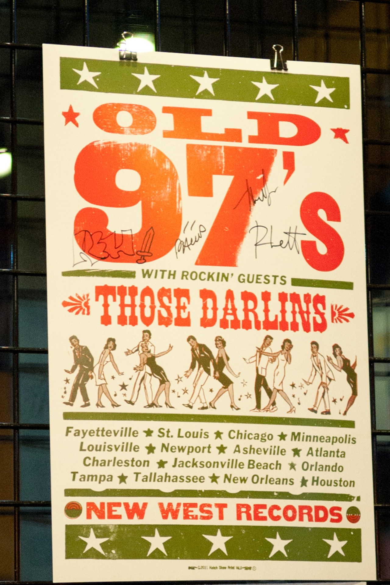 Autographed Old 97's poster in Suite 100.