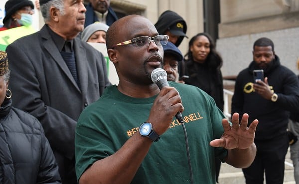 Bobby Bostic speaks at a rally for Lamar Johnson just 33 days after his release from a life-long prison sentence.
