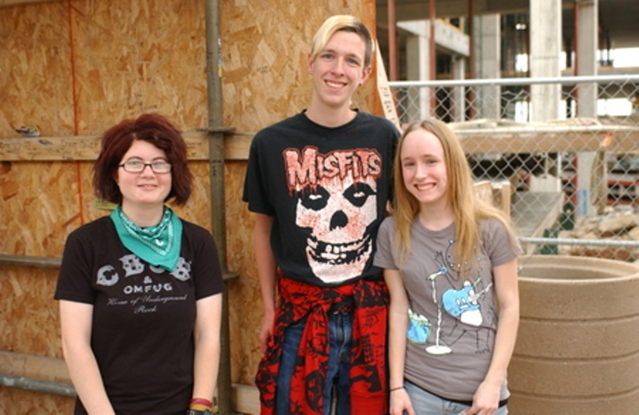 Julia, John and Janessa wait while the line slowly inches toward the door. This was the only Misfits shirt seen at the show, if you were keeping score at home.