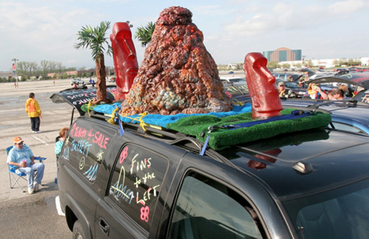 Many parrotheads sported rooftop ornaments. This vehicle represents Jimmy Buffett&rsquo;s 1979 single, "Volcano."