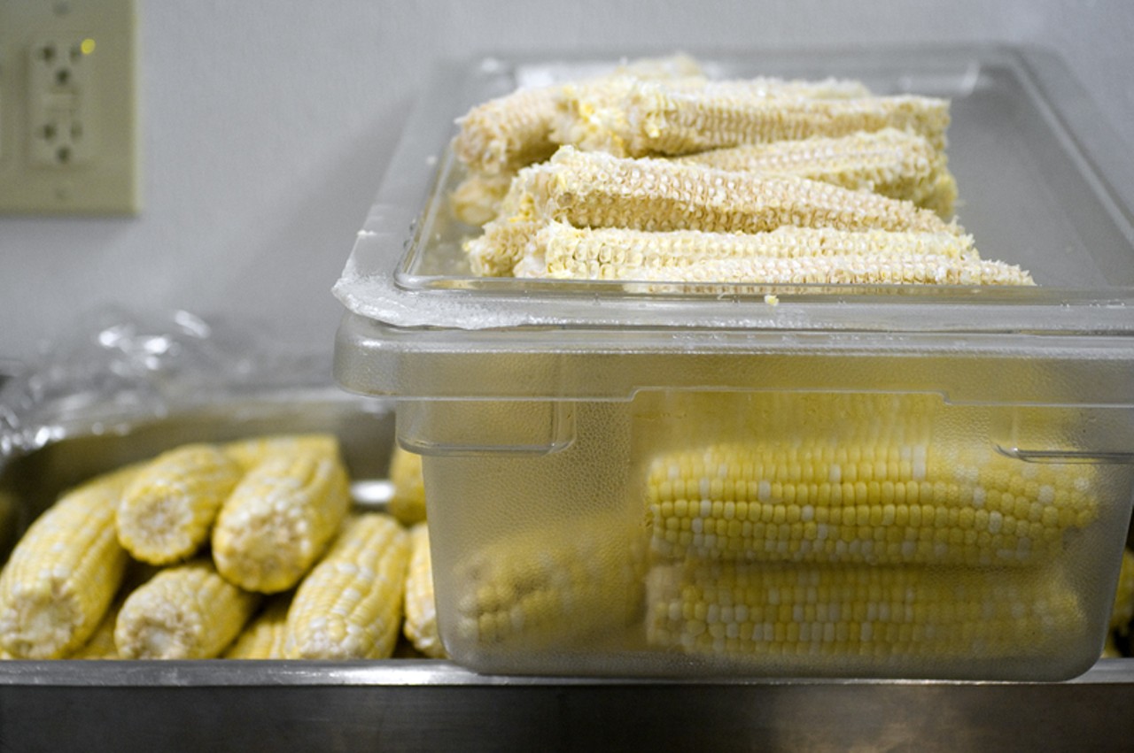 Prep work in this kitchen is no easy task; at Mango, fresh-cut corn is a must.