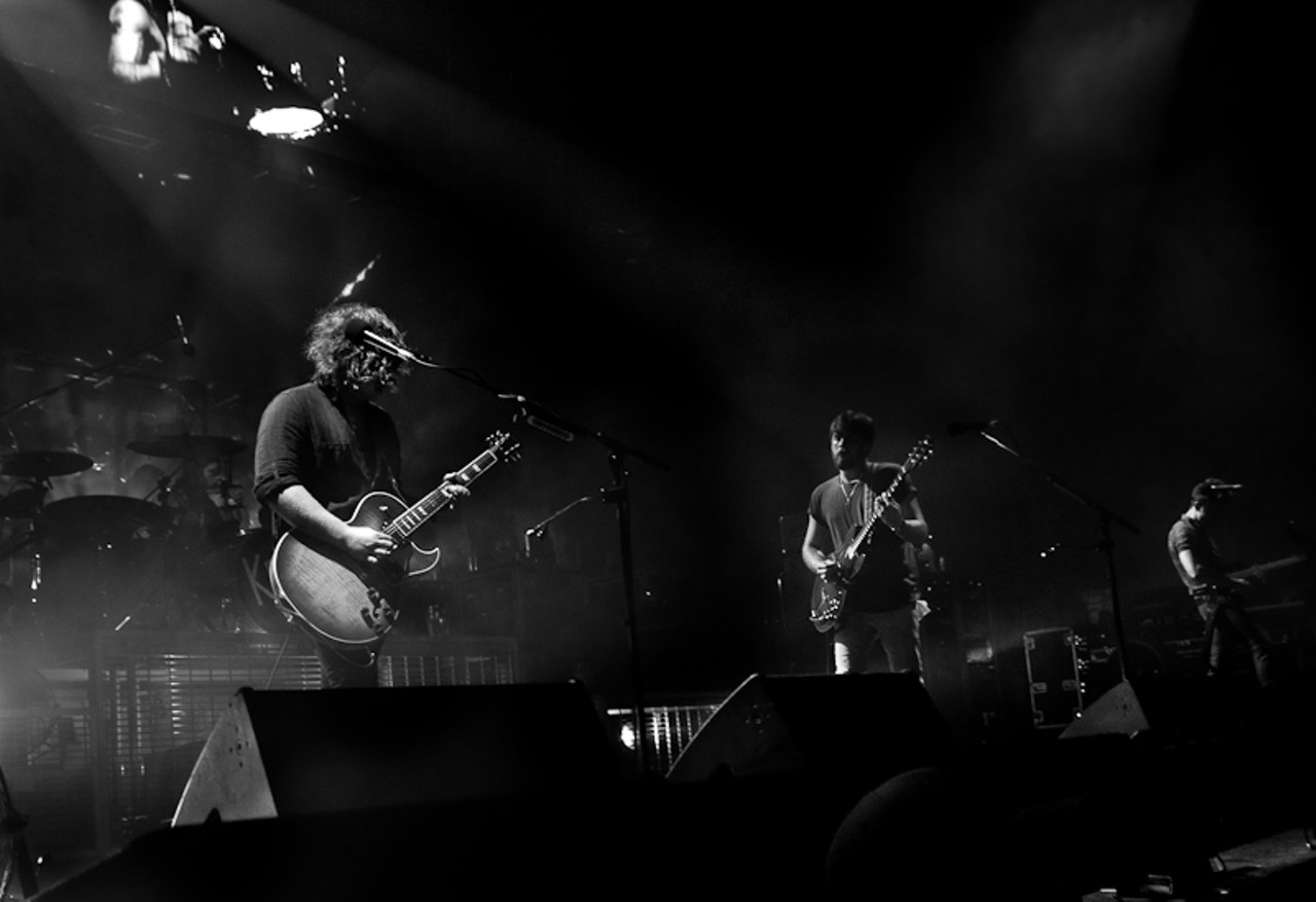 Kings of Leon performing in St. Louis at the Verizon Wireless Amphitheater.