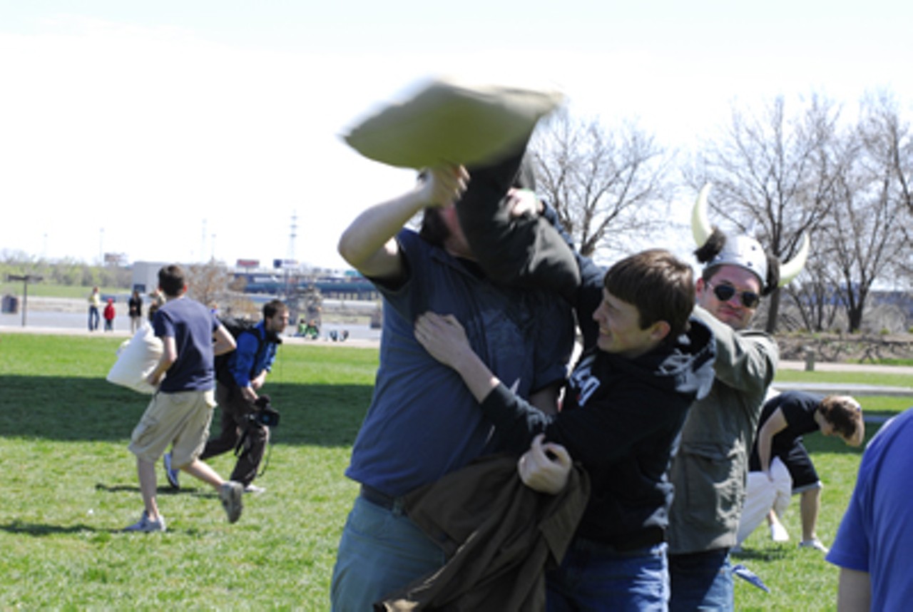 Pillow Fight Under the Gateway Arch