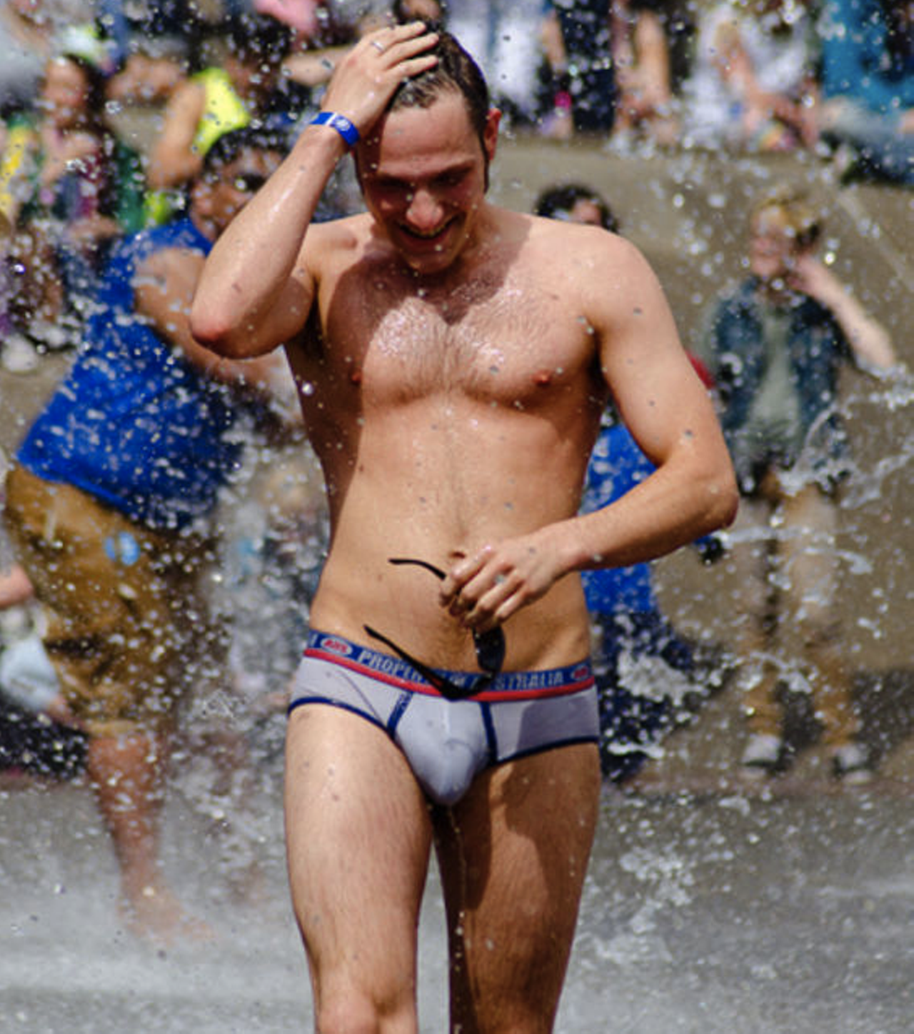 Cooling off at pride in Seattle, Washington.