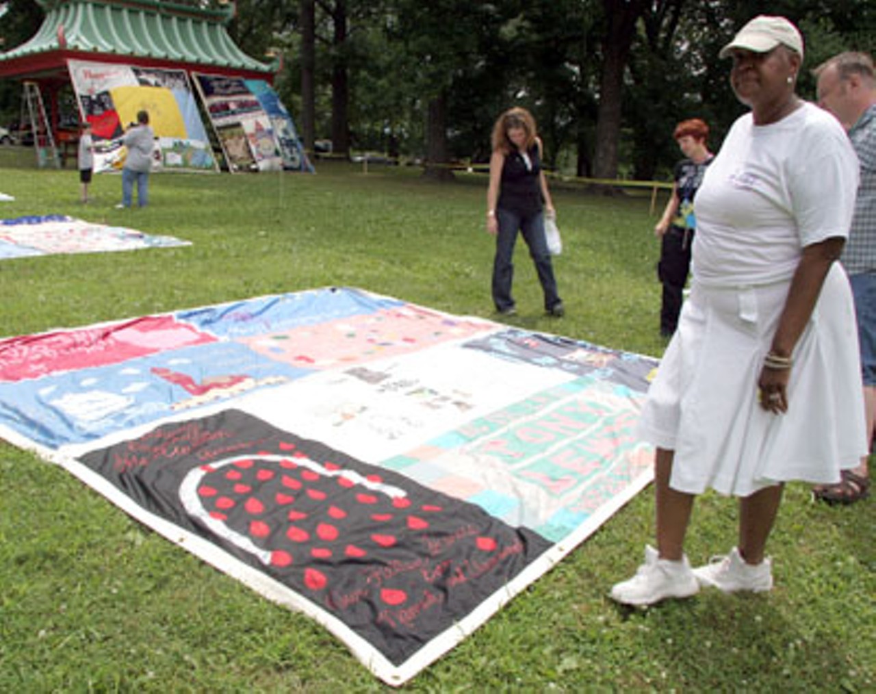 AIDS quilts on display.