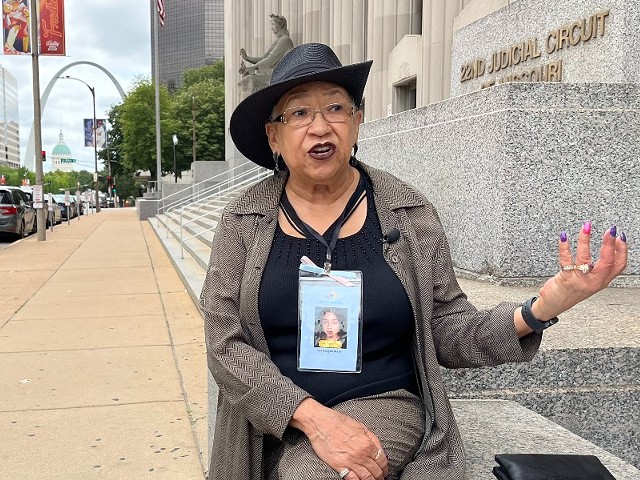 Brenda Mahr outside the Carnahan Courthouse downtown.