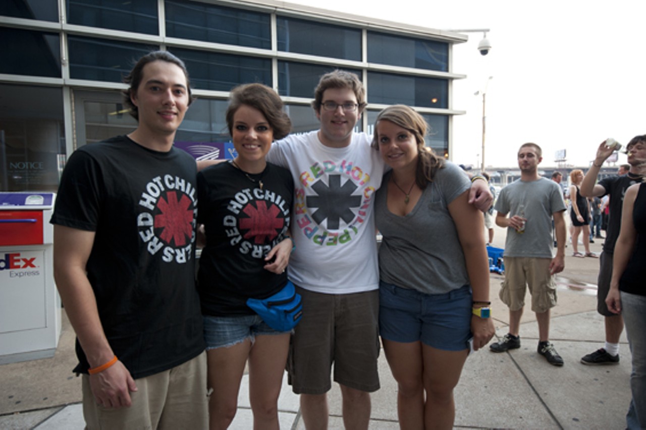 Red Hot Chili Peppers fans before at the Scottrade Center before Friday night's concert.