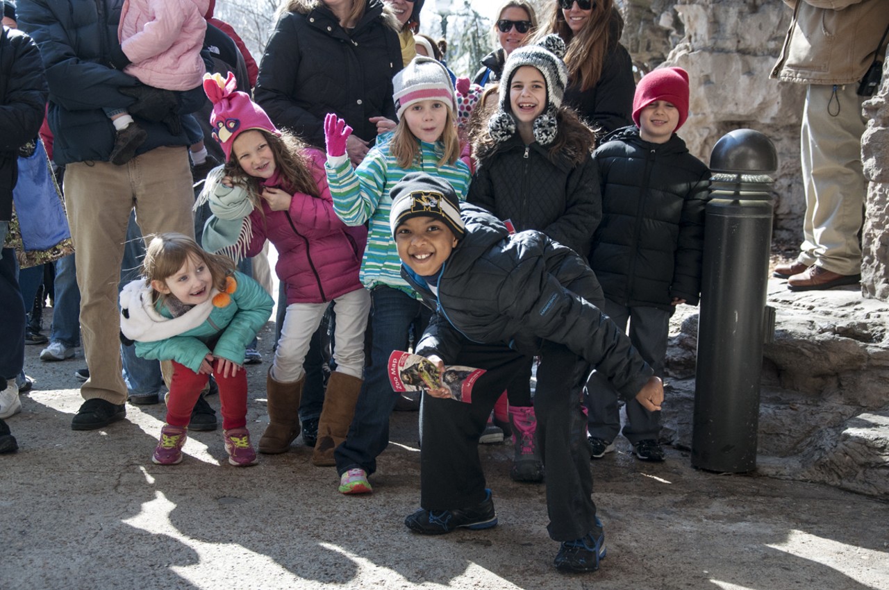 A group of kids can't wait to rush into the new penguin habitat.