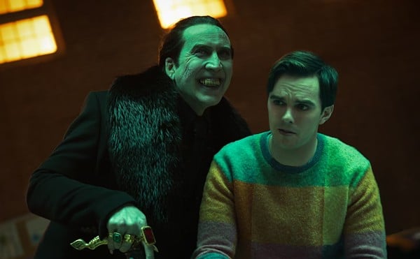 Dracula, played by Nicolas Cage, with Renfield, played by Nicholas Hoult
