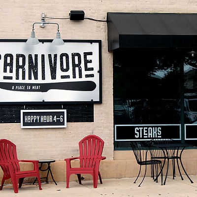 CarnivoreThe Hill’s first steakhouse, Carnivore (5257 Shaw Avenue, 314-449-6328) offers a more reasonable price point than the national chains, and each cut comes with a salad or your choice of side. The dining room has a more modern vibe, too, with a colorful mural of the neighborhood on one wall, white-painted brick and big windows facing Shaw Avenue.