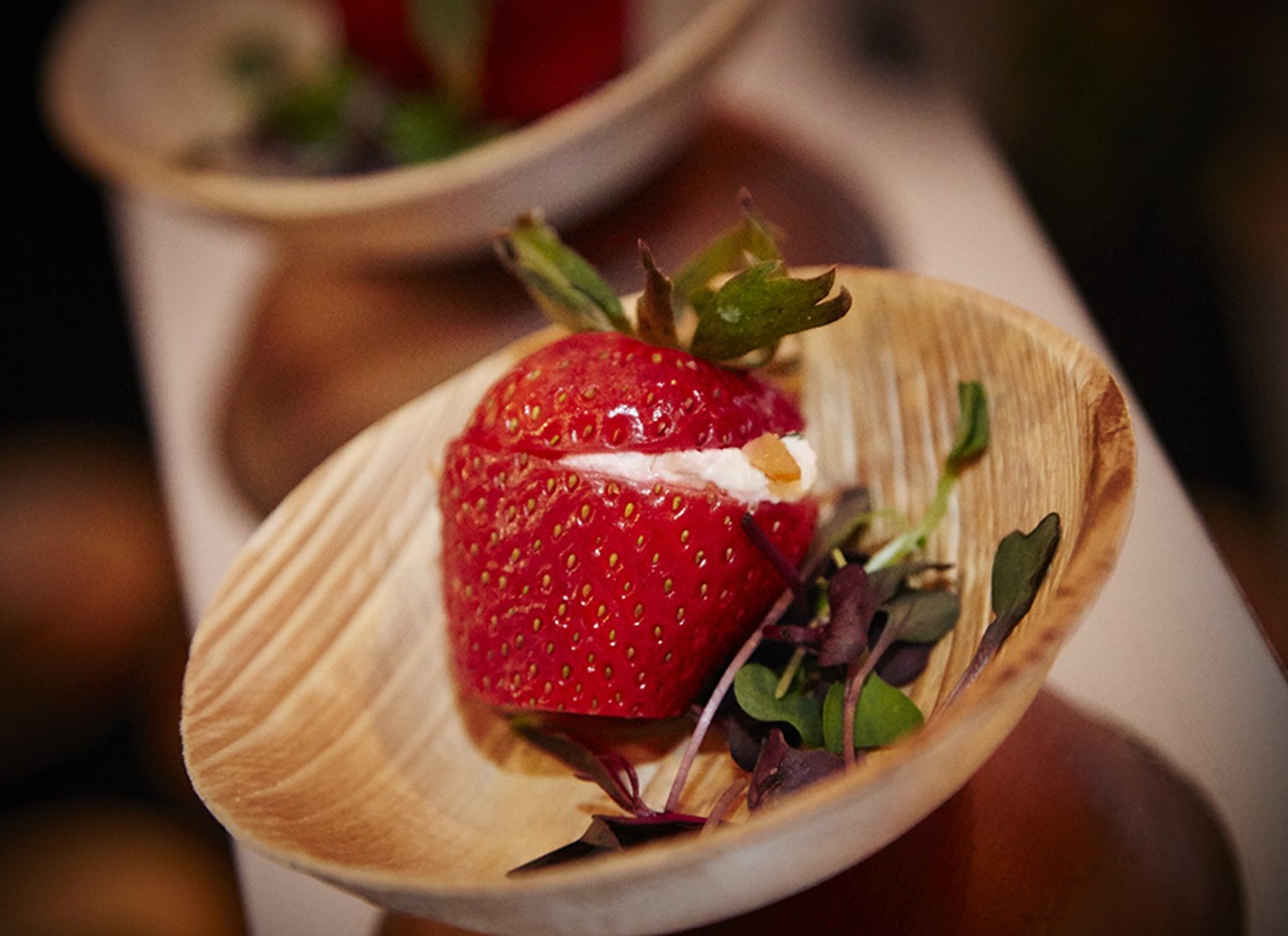 A goat cheese-stuffed strawberry from Bixby's.