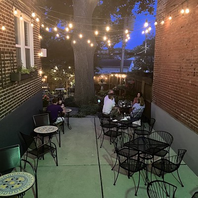Novella    (5510 South Kingshighway Boulevard, 314-680-4226)Tucked behind this Eastern European bar in deep south city is a little patio just waiting for you and your date, along with a menu of interesting noshes and unusual-for-St. Louis wines.