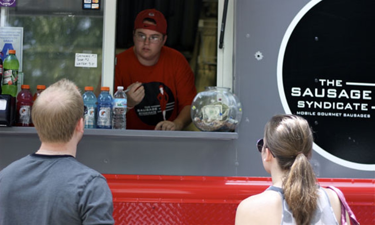 The Sausage Syndicate is a lesbian-owned food truck that served sausage in four different ways: the "Wiseguy," the "Tommy," the "Super Schlafly," and the "Commish."