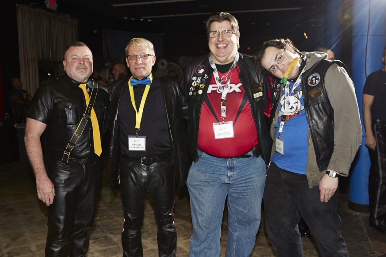 The CoProducers from the Mr. Midwest Leather Competition. Pictured from left to right Mike Prater, Charlie Schoenheri, Christopher "Papa Woof" Roth and Puppy Boo Carner.