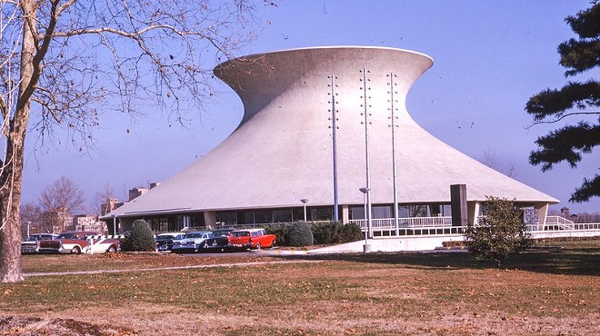 A photo of the planetarium from the '60s. The Saint Louis Center is hosting a summer series laser light show dedicated to classic rock and other throwback music.