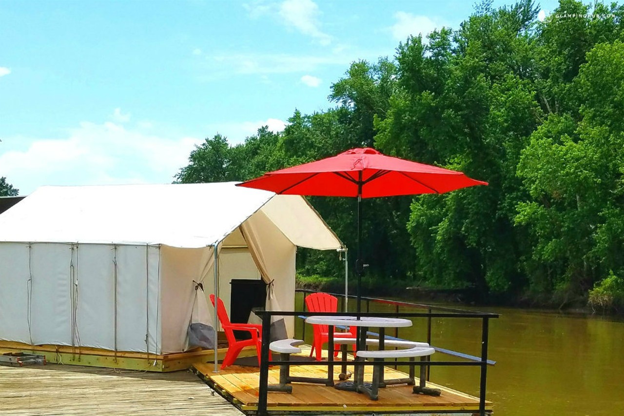 Romantic and Luxurious Floating Safari Tent on Private Property near St. Louis, Missouri
St. Charles, Missouri
2 units, 6 guest capacity, 2 nights minimum stay
You can enjoy a slightly more traditional camping experience in this safari tent. Located on a private pond in St. Charles, this glamping site is super convenient -- and don't worry, there's a clubhouse and heating available if the weather turns cooler than anticipated. A queen-sized bed and private deck are always a plus, too.