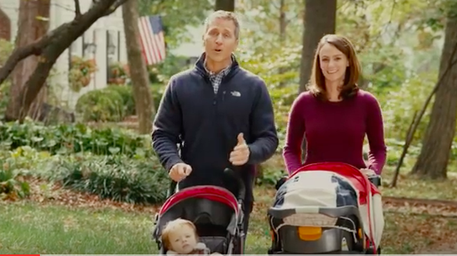 Sheena Greitens, shown with her husband in a campaign ad.