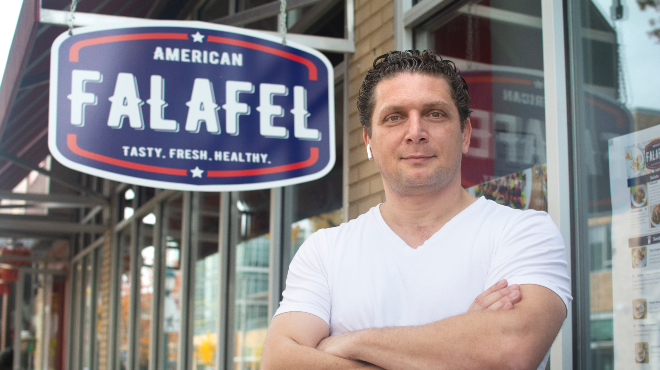 Mohammed Qadadeh left behind a successful career to follow his restaurant dreams at American Falafel.
