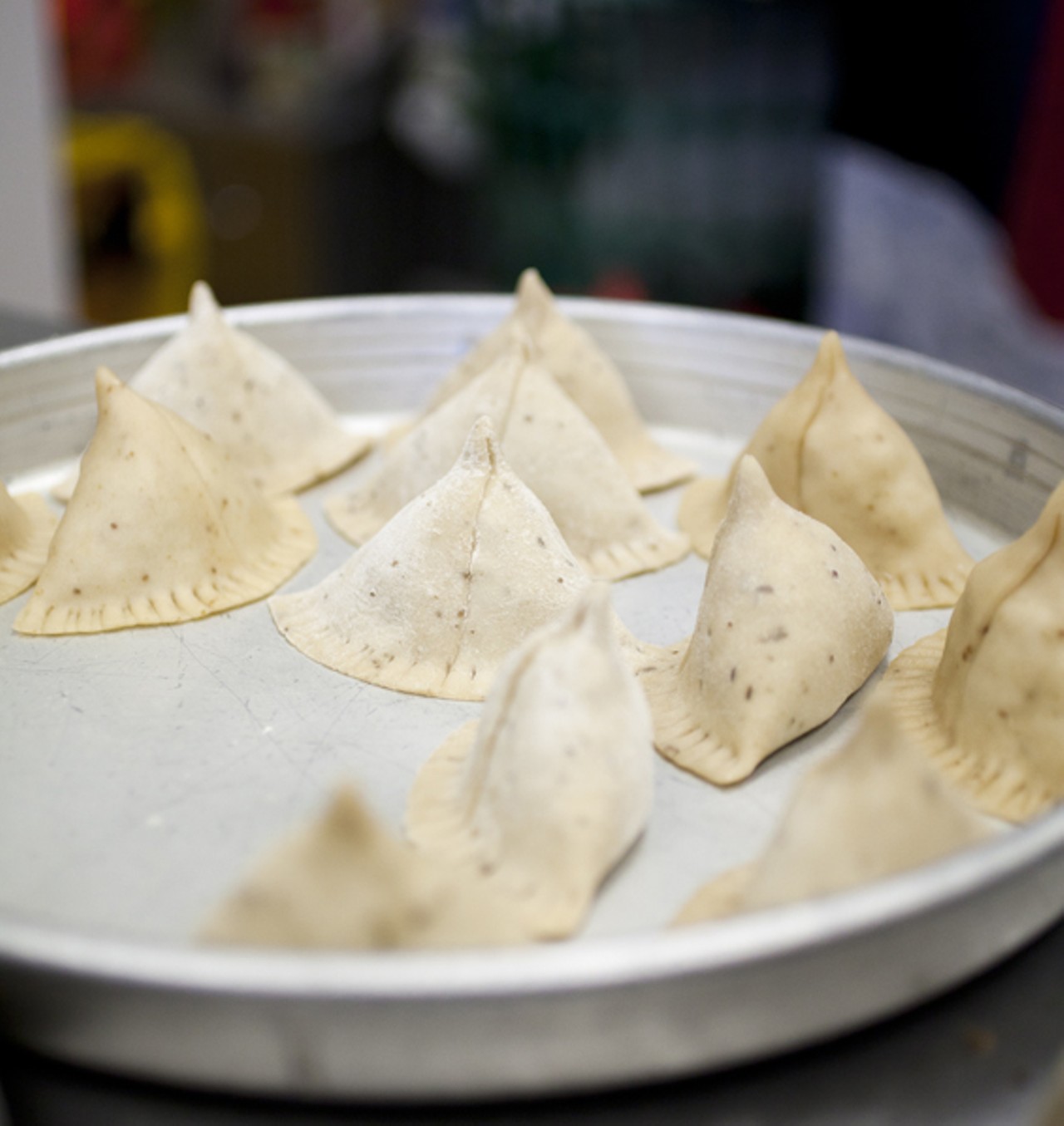 Samosas before being fried.