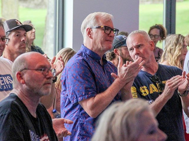 Jim Hoft, a.k.a. The Gateway Pundit (center), photographed at a campaign rally for Eric Greitens.